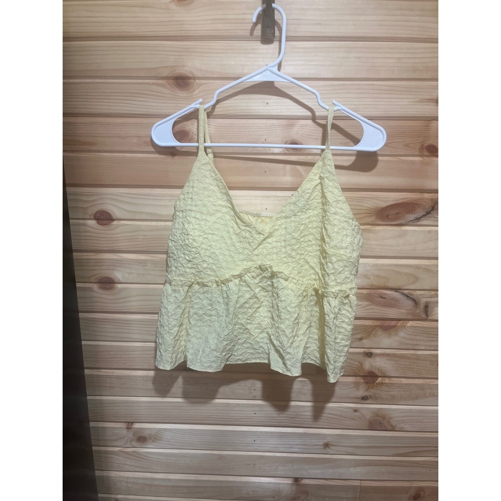 Cupshe Yellow Textured Peplum Cami Top V-Neck Adjustable Straps XL CAA04A4H031GG
